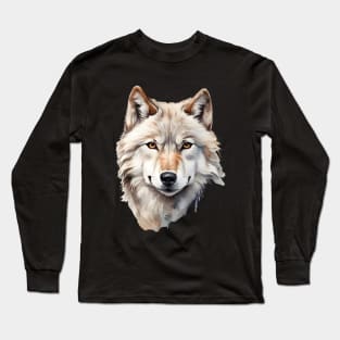 watercolor wolf face Long Sleeve T-Shirt